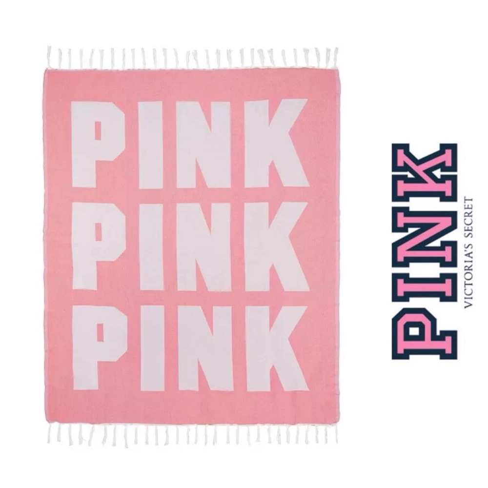 🆕 Pink‎ Victoria's Secret - Beach Towel/Blanket with Fringe - 6083